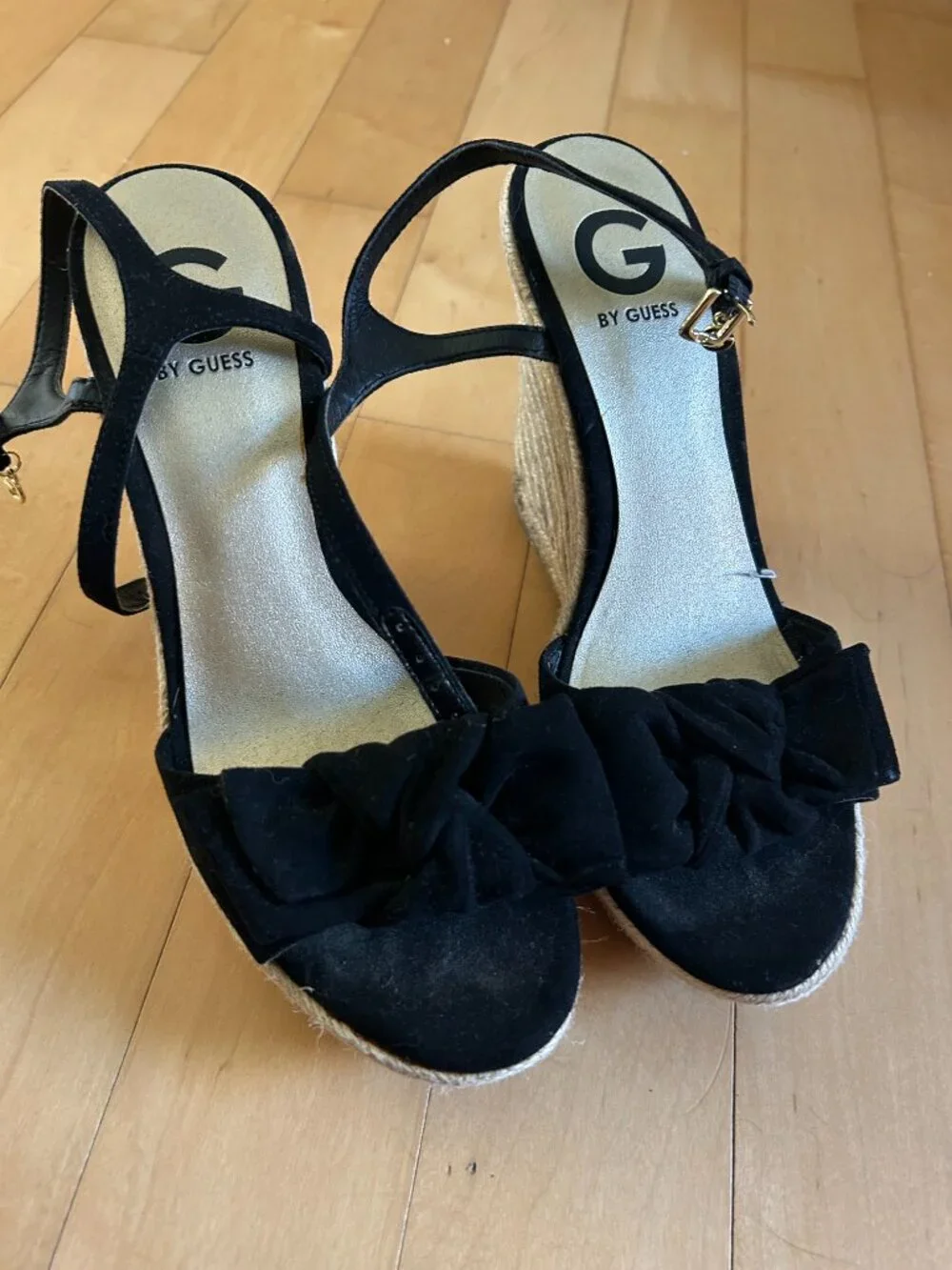 Black Bow Wedge Heels - G by Guess - size 8
